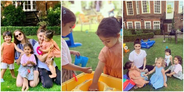 Taimur with family and friends in London. Taimur with family and friends in London.