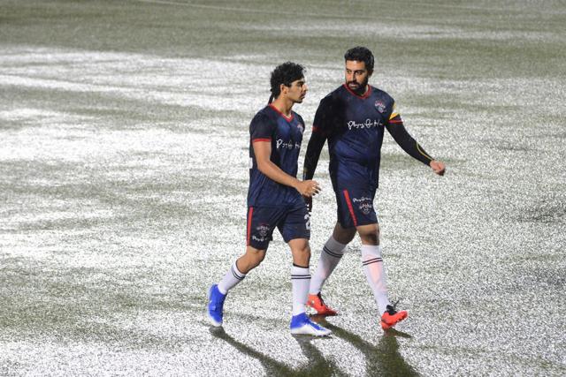 Ishaan Khatter and Abhishek Bachchan during a special football match on Kargil Vijay Diwas. (Varinder Chawla) Ishaan Khatter and Abhishek Bachchan during a special football match on Kargil Vijay Diwas. (Varinder Chawla)