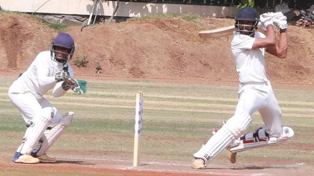 Ruturaj in action during the Mandke Trophy earlier this year. (HT PHOTO)