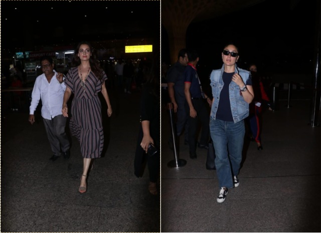 Dia Mirza and Kareena Kapoor at airport.