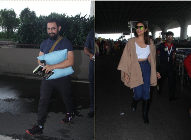 Aamir Khan and Parineeti Chopra at airport.