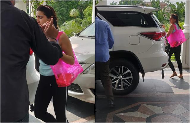 Sara Ali Khan spotted in Lucknow. (Varinder Chawla) Sara Ali Khan spotted in Lucknow. (Varinder Chawla)