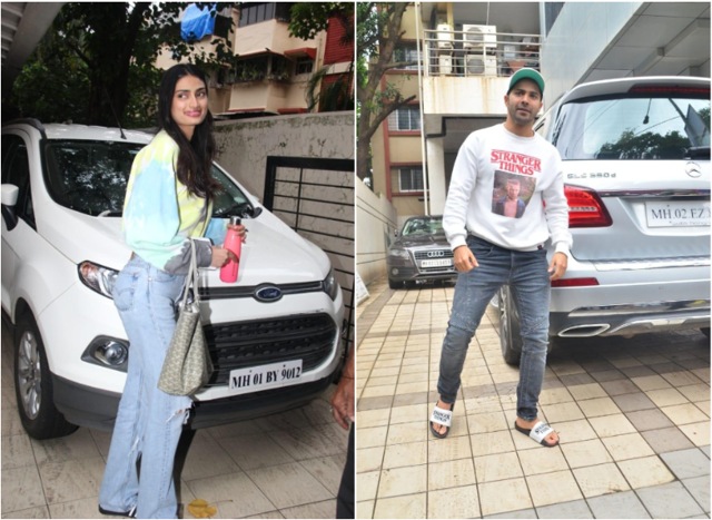 Athiya Shetty and Varun Dhawan in Juhu.
