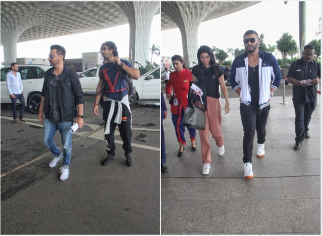Sanjay Kapur, Mohit Marwah, Khushi Kapoor and Arjun Kapoor at the airport.