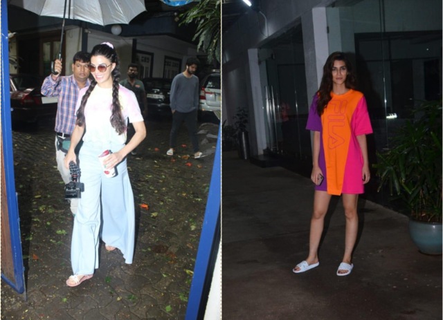 Jacqueline Fernandez and Kriti Sanon seen in Mumbai.