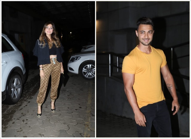 Kanika Kapoor and Aayush Sharma at a screening.