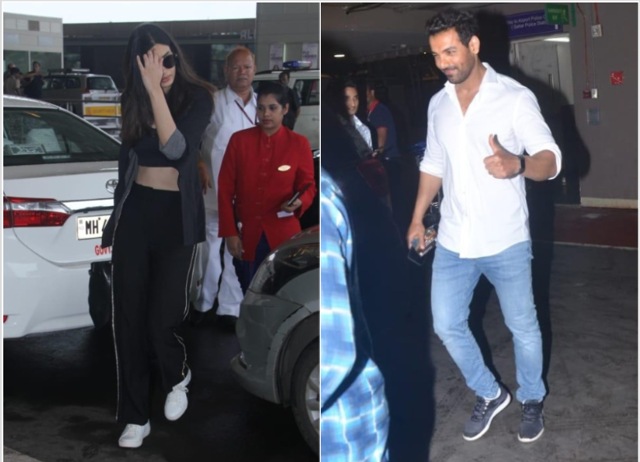 Diana Penty and John Abraham at the airport.