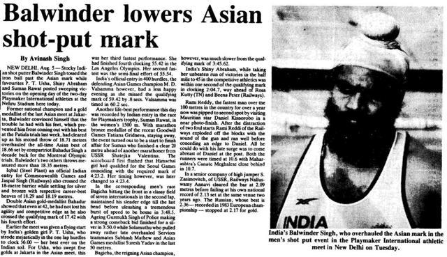 Balwinder lowers Asian shot-put mark . Balwinder lowers Asian shot-put mark .