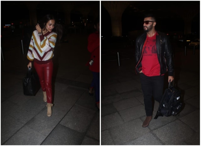Malaika Arora and Arjun Kapoor at the airport.