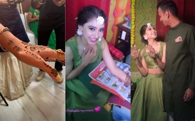 Niti Taylor enjoys during her mehendi ceremony. Niti Taylor enjoys during her mehendi ceremony.