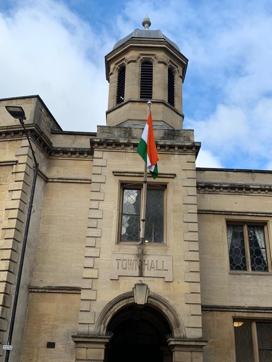 Indian flag hoisted at Bedford Council’s town hall following an Independence Day ceremony. (HT photo) Indian flag hoisted at Bedford Council’s town hall following an Independence Day ceremony. (HT photo)
