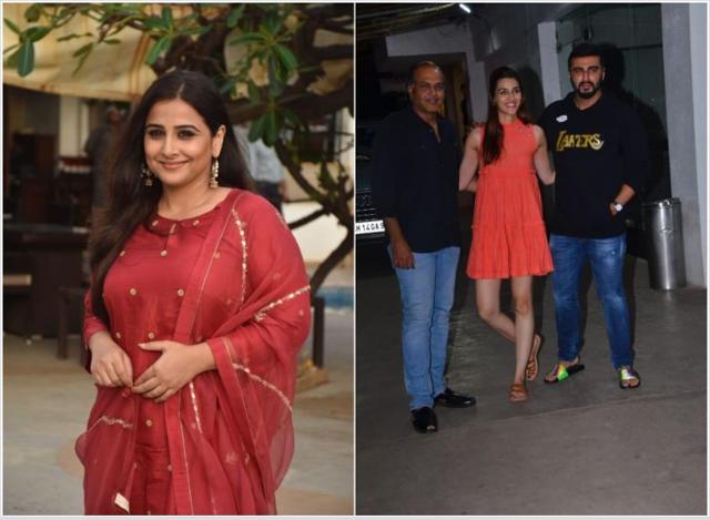 Vidya Balan promotes Mission Mangal, Ashutosh Gowariker with Kriti Sanon and Arjun Kapoor.