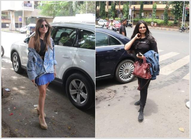 Kanika Kapoor and Rhea Kapoor clicked by paparazzi.
