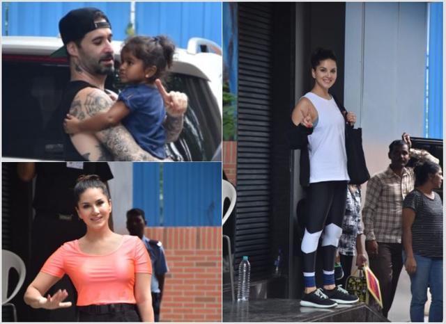 Sunny Leone with her kids and husband.