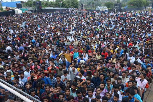 Fans hail Prabhas at Saaho pre-release event. Fans hail Prabhas at Saaho pre-release event.