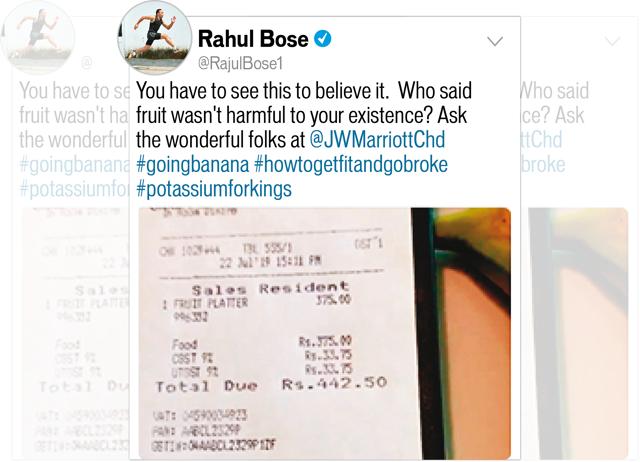 Actor Rahul Bose paid for the full fruit platter but ate only two bananas