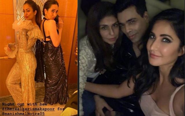 Amrita Arora and Karisma Kapoor strike a pose (left) Karan Johar clicks a selfie with Katrina Kaif (right). Amrita Arora and Karisma Kapoor strike a pose (left) Karan Johar clicks a selfie with Katrina Kaif (right).