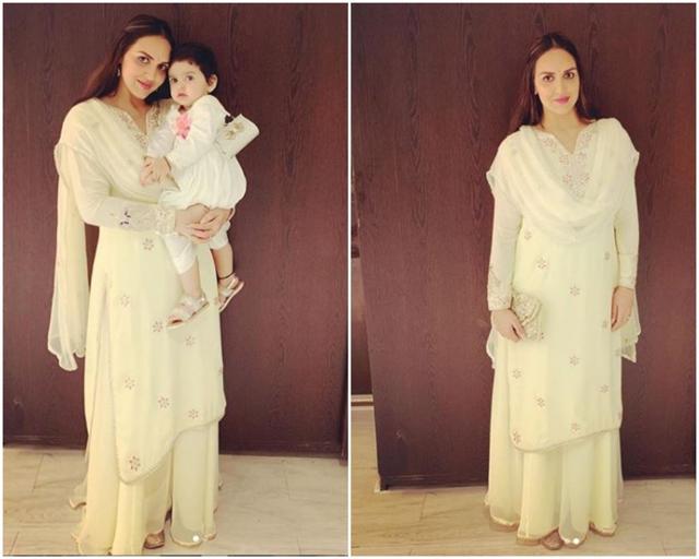 Esha Deol posed with Radhya on Janmashtami. Esha Deol posed with Radhya on Janmashtami.