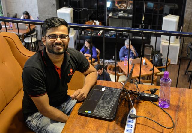 ogesh, founder of Friyey (transforms pub/nightclub into coworking space during daytime) (Milind Saurkar/HT Photo)