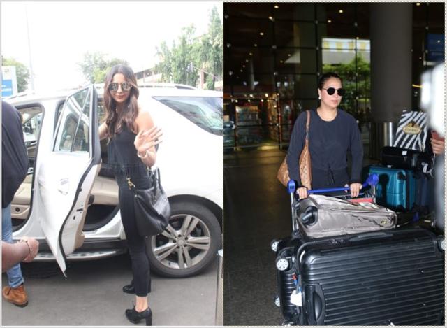 Rakul Preet Singh at a restaurant and Lara Dutta at the airport.