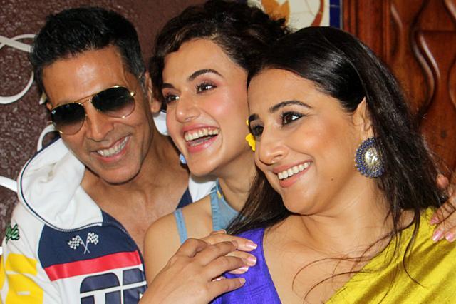 Akshay Kumar, Taapsee Pannu and Vidya Balan during the media interaction of film Mission Mangal, in Mumbai. (ANI) Akshay Kumar, Taapsee Pannu and Vidya Balan during the media interaction of film Mission Mangal, in Mumbai. (ANI)