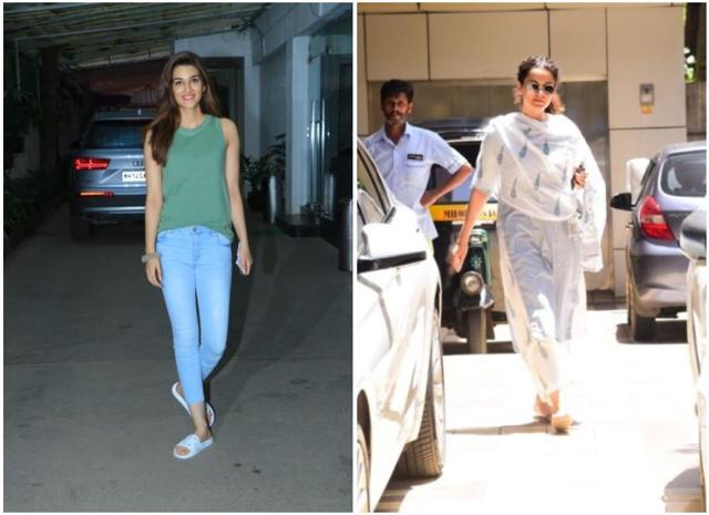 Kriti Sanon and Kangana Ranaut spotted in Mumbai.