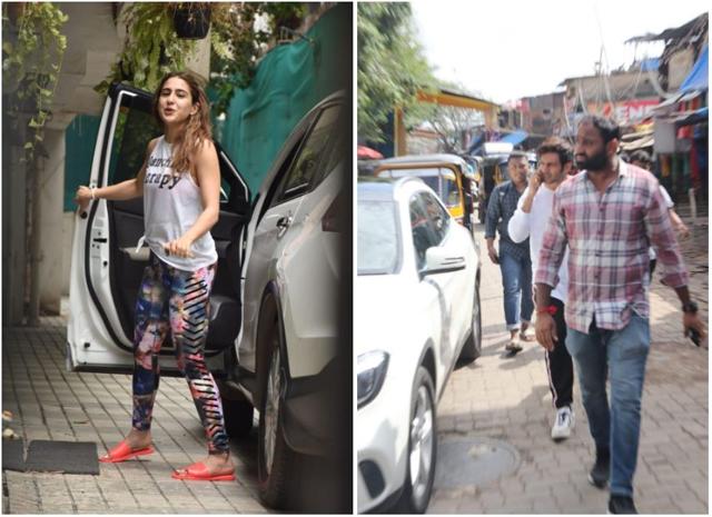 Sara Ali Khan at her gym on Wednesday and Kartik Aryan seen in Mumbai on Tuesday.