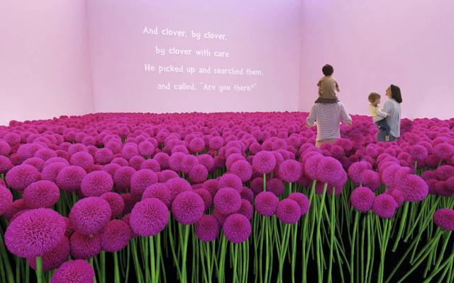 This undated rendering provided by Dr. Seuss Enterprises shows a field of clover, from Seuss' book "Horton Hears a Who," that will be incorporated as part of a touring immersive attraction tied to the work of the famous late author and illustrator of children's books. The exhibit is scheduled debut in Toronto in October 2019, followed by visits to several cities in the United States. (Kilburn Experiences, LLC/Dr. Seuss Enterprises via AP) (AP)