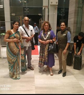 The author with the staff of Doubletree Hilton in Gujarat The author with the staff of Doubletree Hilton in Gujarat