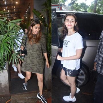 Alia Bhatt and Parineeti Chopra were spotted together at the restaurant. (Varinder Chawla) Alia Bhatt and Parineeti Chopra were spotted together at the restaurant. (Varinder Chawla)