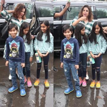 Farah Khan poses with her kids. (Varinder Chawla) Farah Khan poses with her kids. (Varinder Chawla)