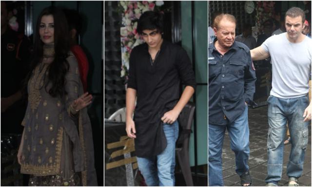 Guests arrive at Arpita Khan’s house for Ganesh Chaturthi. (Varinder Chawla) Guests arrive at Arpita Khan’s house for Ganesh Chaturthi. (Varinder Chawla)