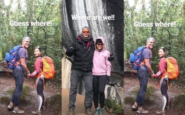 Milind Soman with Ankita during their trek.