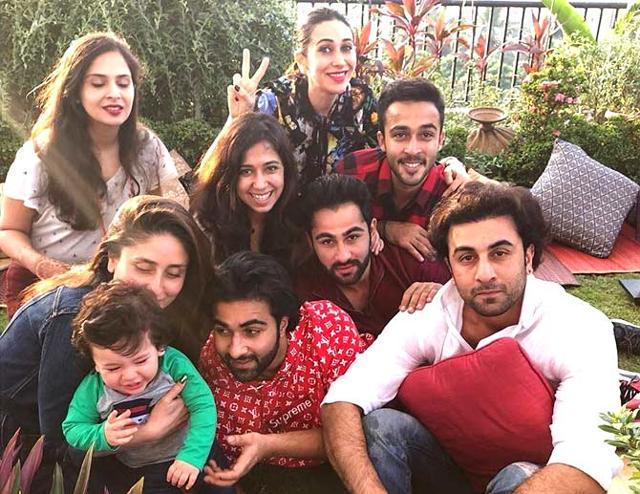 Kareena Kapoor with her son Taimur and her cousins. Kareena Kapoor with her son Taimur and her cousins.