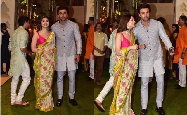 Alia Bhatt and Ranbir Kapoor at Mukesh Ambani’s Ganesh Chaturthi celebrations. (Varinder Chawla)
