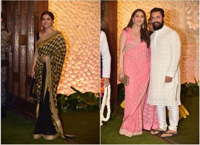 Kajol and Madhuri Dixit with Aamir Khan.