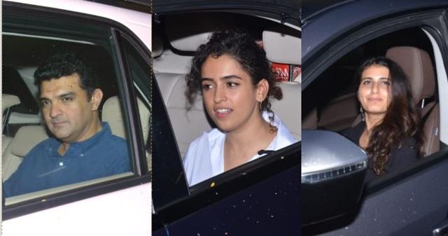 Siddharth Roy Kapur, Sanya Malhotra and Fatima Sana Shaikh at Chhichhore screening. (Varinder Chawla)