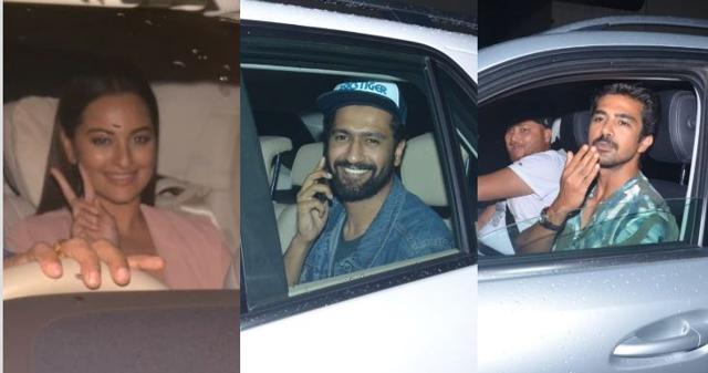Sonakshi Sinha, Vicky Kaushal and Saqib Saleem at Chhichhore screening. (Varinder Chawla)