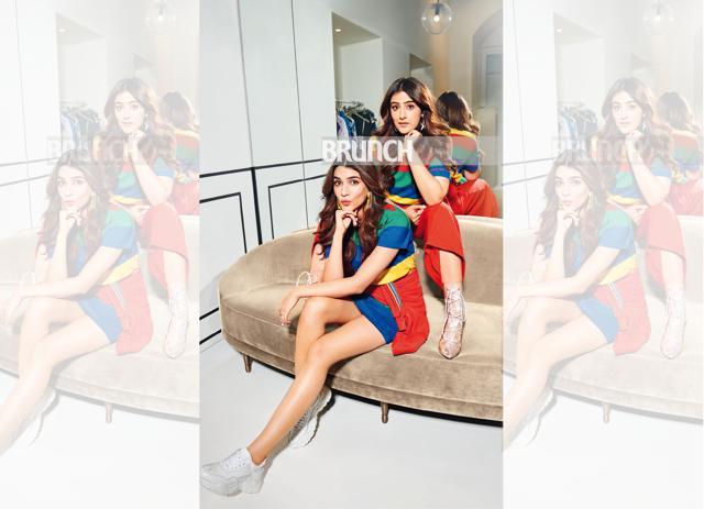 On Kriti: Dress and jacket, United Colors of Benetton; earrings and shoes, The Source, On Nupur: Pants and top: United Colors of Benetton; heels, earrings and rings, The Source (Prabhat Shetty) On Kriti: Dress and jacket, United Colors of Benetton; earrings and shoes, The Source, On Nupur: Pants and top: United Colors of Benetton; heels, earrings and rings, The Source (Prabhat Shetty)