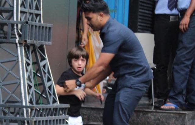 AbRam Khan outside his playschool. (Varinder Chawla)