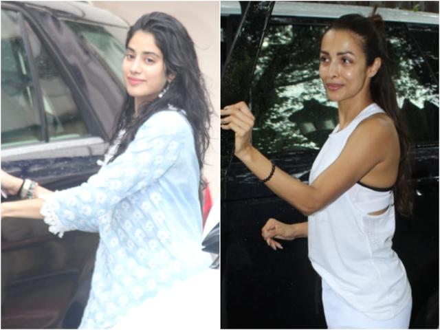 Malaika Arora and Janhvi Kapoor at gym. (Varinder Chawla) Malaika Arora and Janhvi Kapoor at gym. (Varinder Chawla)