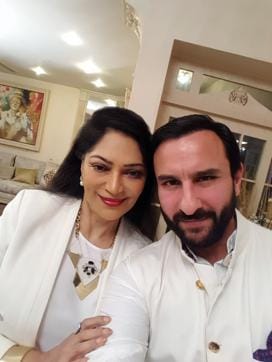 Simi Garewal, with one of her guests, actor Saif Ali Khan. Simi Garewal, with one of her guests, actor Saif Ali Khan.
