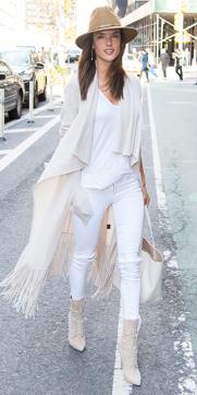 All white and not a bride in sight, model Alessandra Ambrosio keeps it casual with a clever pick of individual pieces and fabrics. All white and not a bride in sight, model Alessandra Ambrosio keeps it casual with a clever pick of individual pieces and fabrics.
