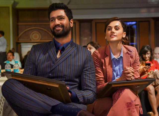 Bollywood actors Vicky Kaushal and Taapsee Pannu attend the NBT Utsav Awards 2019. (PTI) Bollywood actors Vicky Kaushal and Taapsee Pannu attend the NBT Utsav Awards 2019. (PTI)