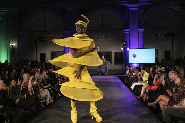 The Claire Fleury collection is modeled during the dapperQ fashion show at the Brooklyn Museum on Thursday Sept. 5, 2019, in New York. (AP Photo/Jeenah Moon) (AP) The Claire Fleury collection is modeled during the dapperQ fashion show at the Brooklyn Museum on Thursday Sept. 5, 2019, in New York. (AP Photo/Jeenah Moon) (AP)