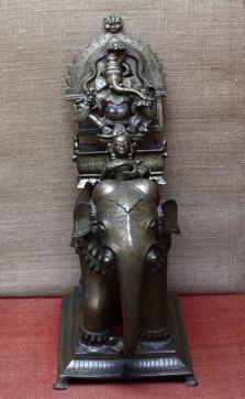 An 18th century canopied brass Ganesh seated on an elephant. (Ravindra Joshi/HTPhoto)