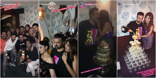 Shilpa Shetty shared pictures from Raj Kundra’s birthday party. Shilpa Shetty shared pictures from Raj Kundra’s birthday party.