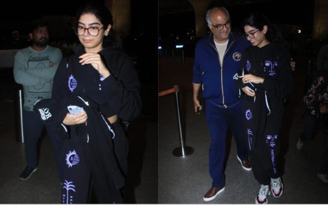Boney Kapoor drops Khushi Kapoor at Mumbai airport. (Varinder Chawla)