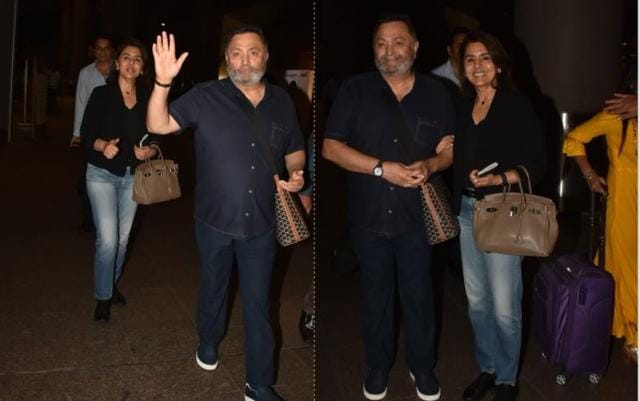 Rishi Kapoor and Neetu Singh spotted at Mumbai airport on Tuesday.