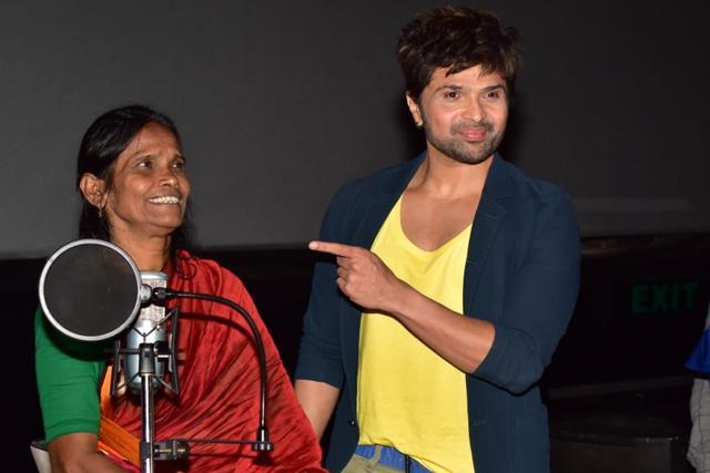 Ranu Mondal with Himesh Reshammiya at the song launch. (Varinder Chawla) Ranu Mondal with Himesh Reshammiya at the song launch. (Varinder Chawla)